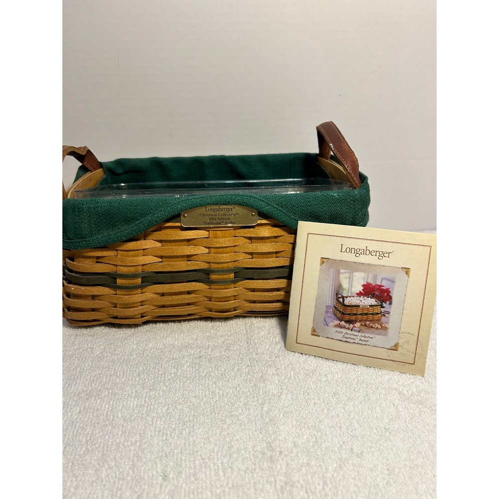 Longaberger 2002 Christmas Collection Traditions Basket Green Liner Protector